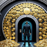 **

A digital security guard stands in front of a massive, ornate vault overflowing with crypto coins, emphasizing investor protection and regulation in the crypto market.

**