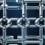 **Blockchain Ledger:** A digital illustration of a secure, transparent blockchain ledger, visualized as interconnected blocks forming a chain, symbolizing immutability and security in cryptocurrency transactions.